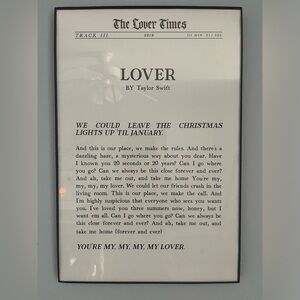 Set of 3 Taylor Swift framed lyric posters 12x16